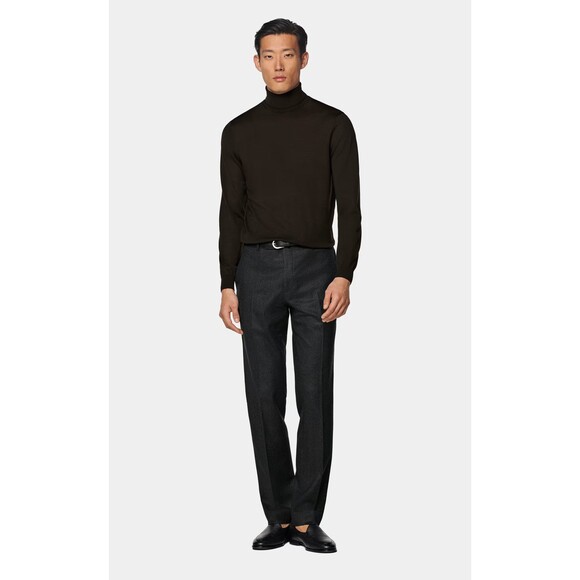 NWT SUITSUPPLY Men's Dark Brown Merino Wool Turtleneck Sweater, Size XXL